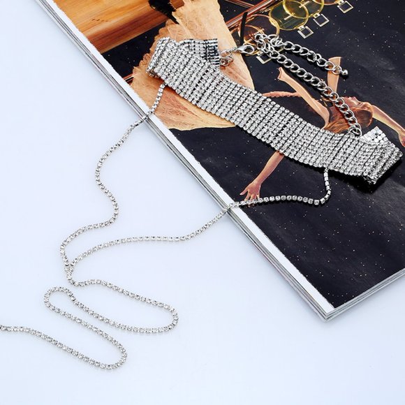 Silver party choker necklace - Picture 2 of 2